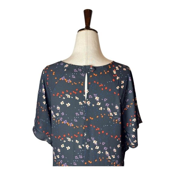 CAbi Dress Women Small Black Muse Floral Print Flutter Sleeve Mini Boho Cottage - Picture 5 of 10